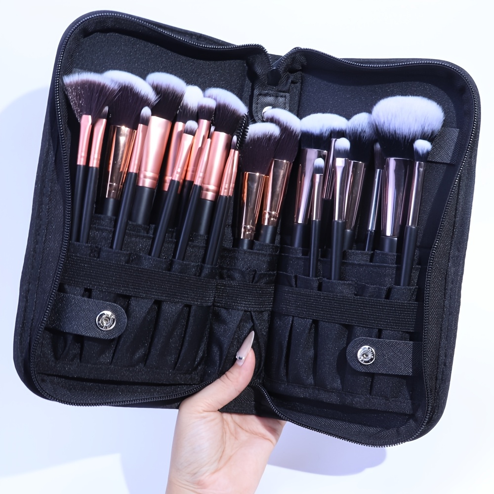 

23 Slot Makeup Brush Storage Bag Black Large Capacity Travel Portable Beauty Bag For Makeup Artists Collapsible As Brush Holder (excluding Makeup Brushes)