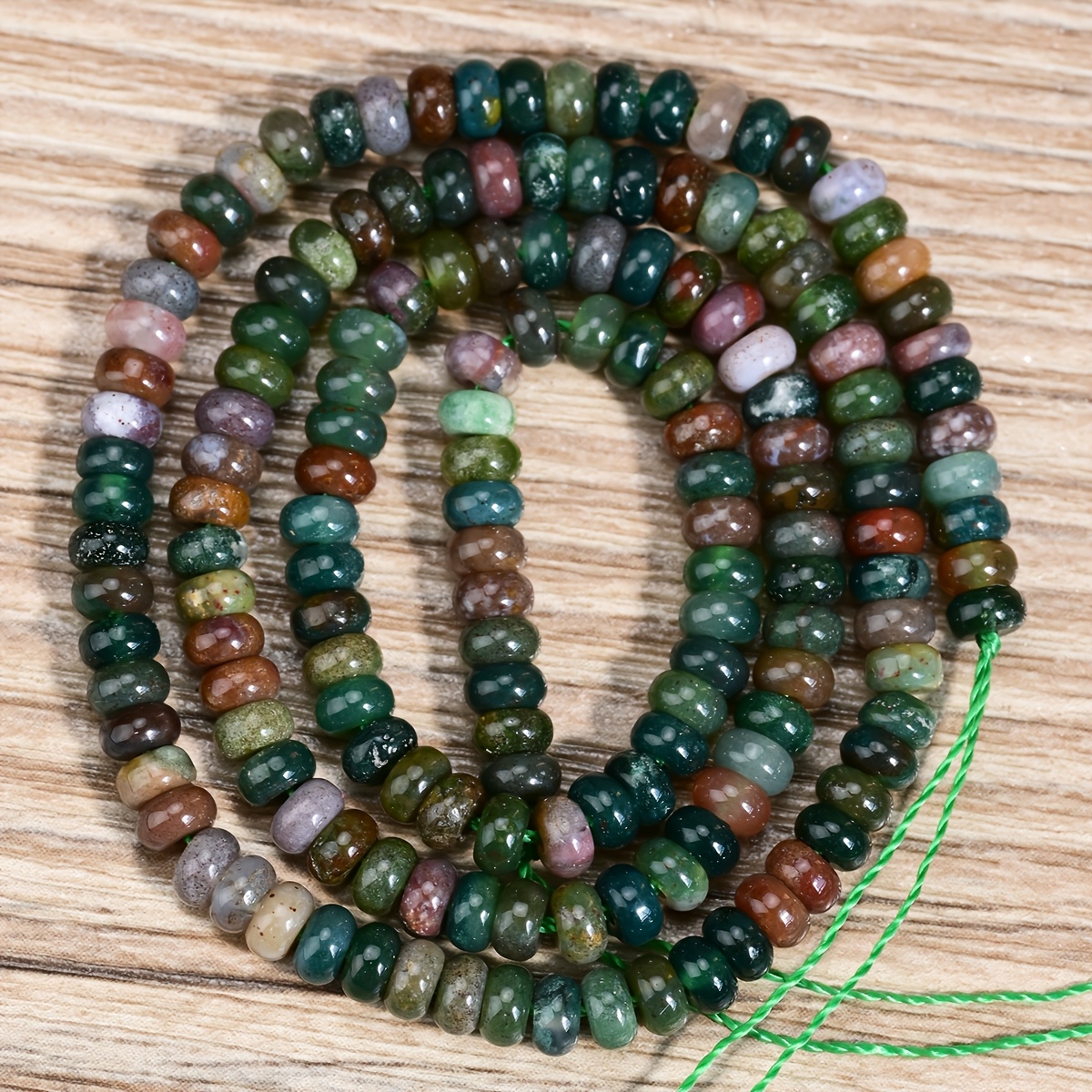 TEMU 155pcs Of Natural Indian Agate Spacer Beads Measuring 4x2mm, Loose Beads Suitable For Crafting Jewelry, Including Handmade Bracelets And