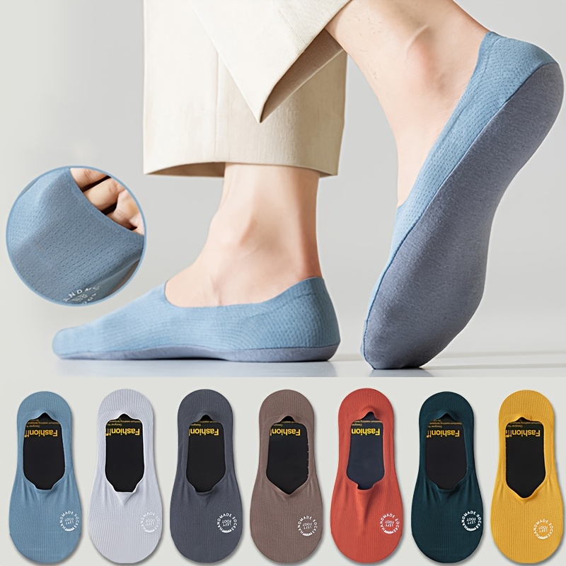 TEMU 7 Pairs Of Ultra-comfortable Solid Color Men's Socks For Spring And Summer - Lightweight, Breathable, Soft, And Elastic, Featuring Mesh Fabric -