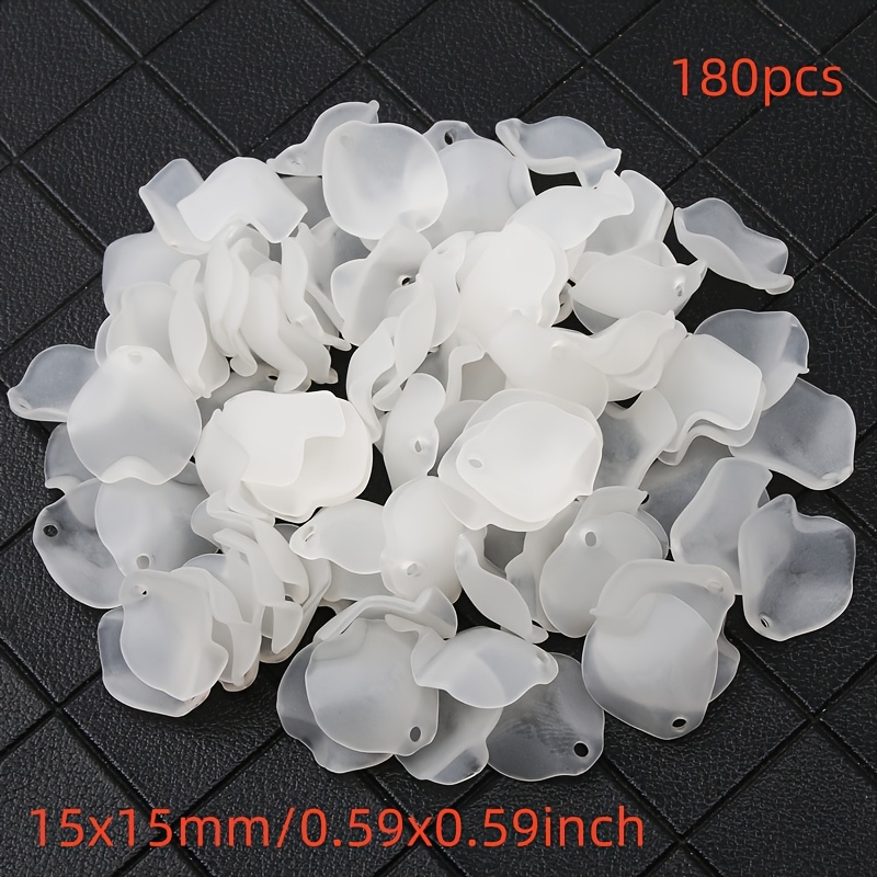 TEMU 180 piezas de cuentas acrílicas grandes blancas 15x15mm para joyería, manualidades DIY, accesorios de costura - diseño floral, bordes suaves,
