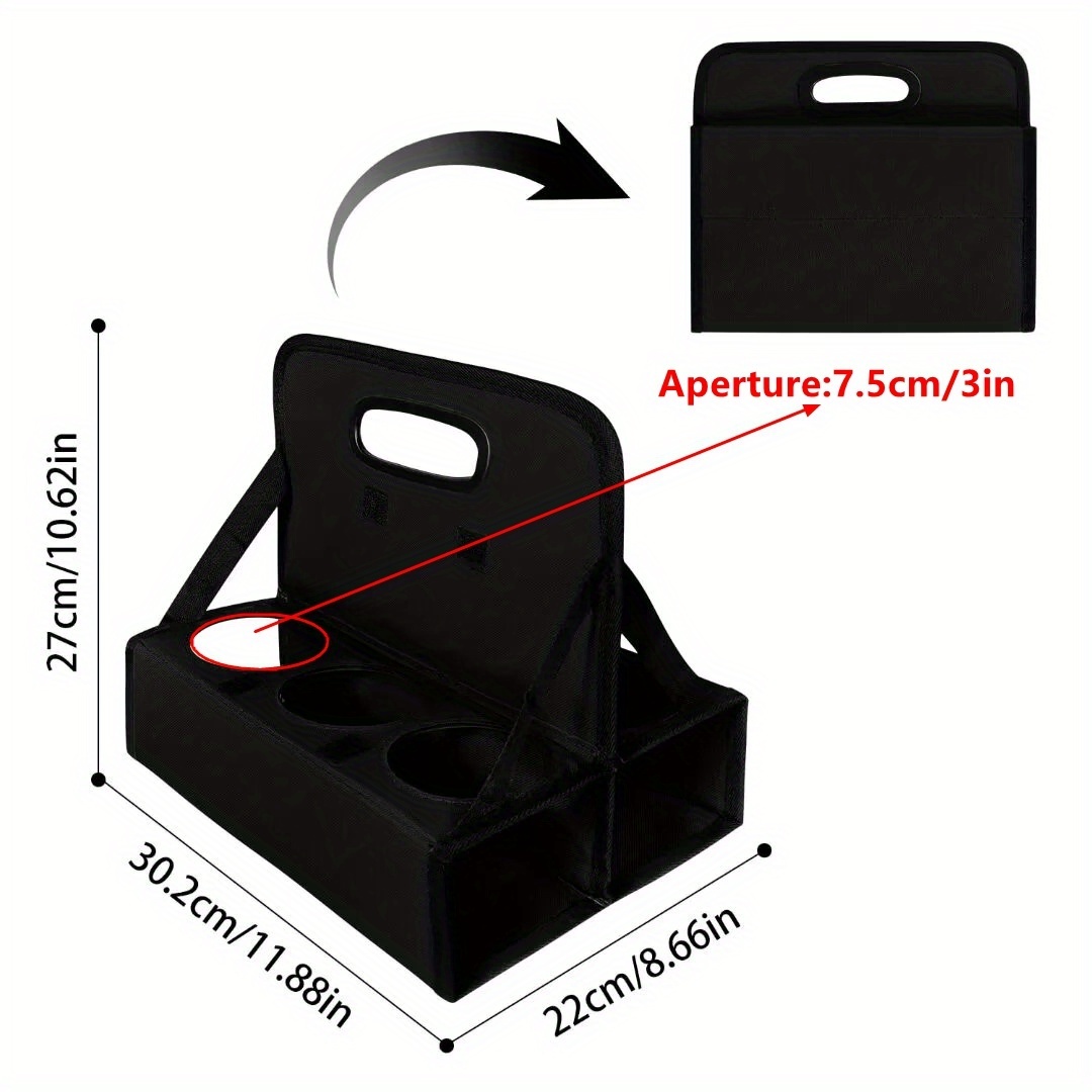 TEMU Travel Drink Carrier Or Cans Reusable, 6-cup Holder With Handle, For Delivery Drivers And Take Out(black)