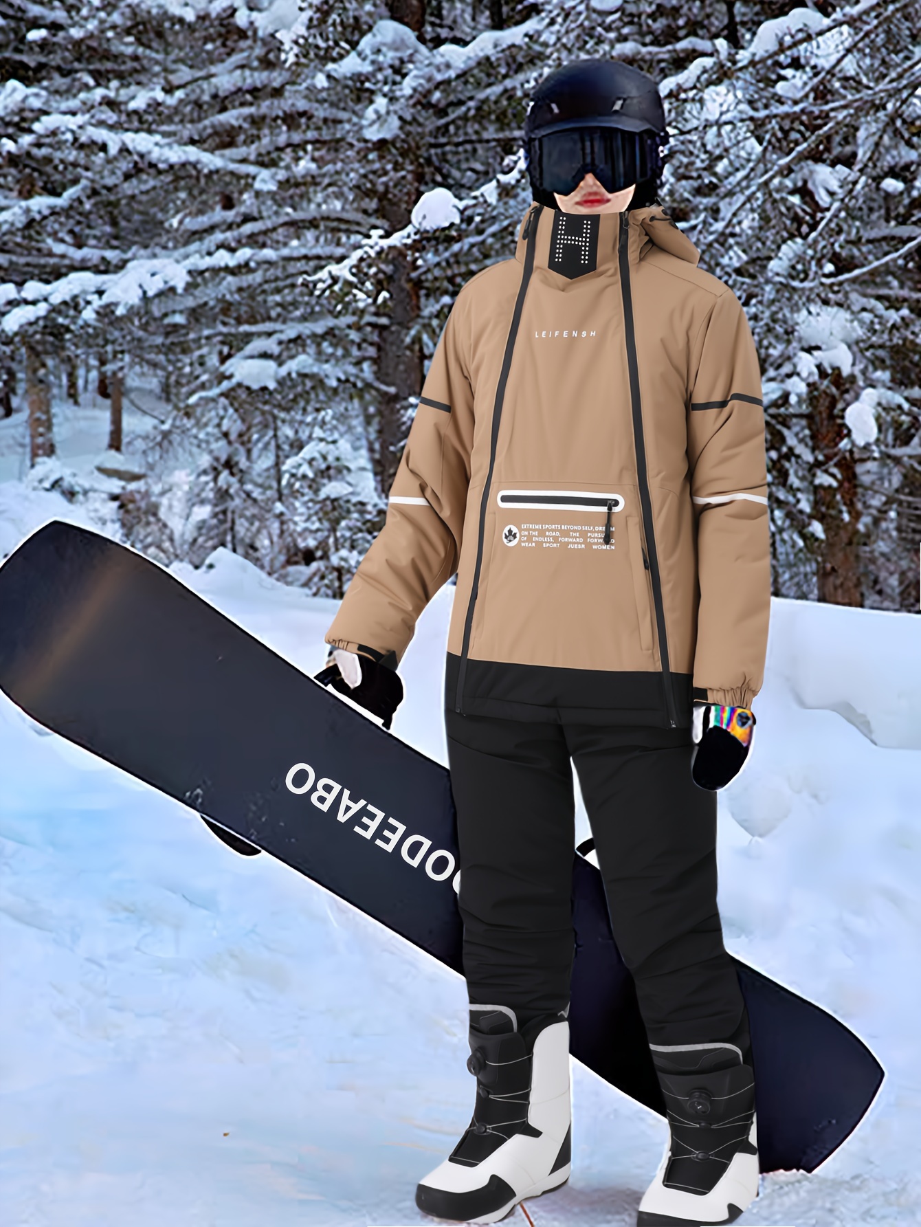 men's winter sportswear suits warm windproof hooded jacket