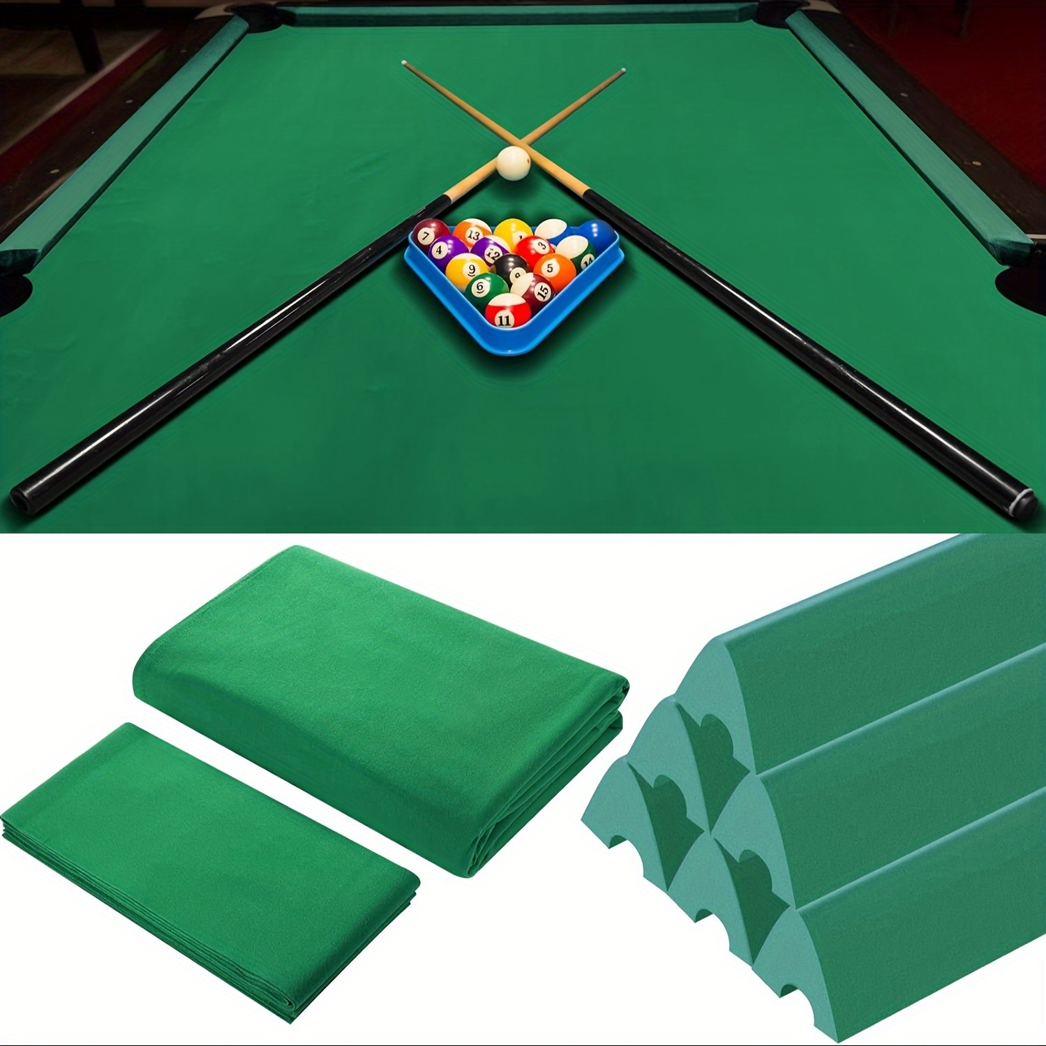 Billiard Tablecloth, 8.5 Ft Billiard Pool Felt Cloth With 6 Cloth Strips, For 8 Foot Indoor Billiard Pool Table