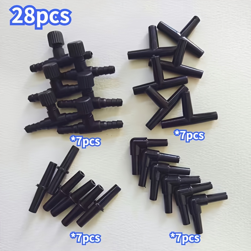 TEMU 28pcs Aquarium Accessory Kit - Straight/tee/elbow Connectors And Air Valves, 4mm Tubing Connectors For | Aquarium Plumbing And Filtration