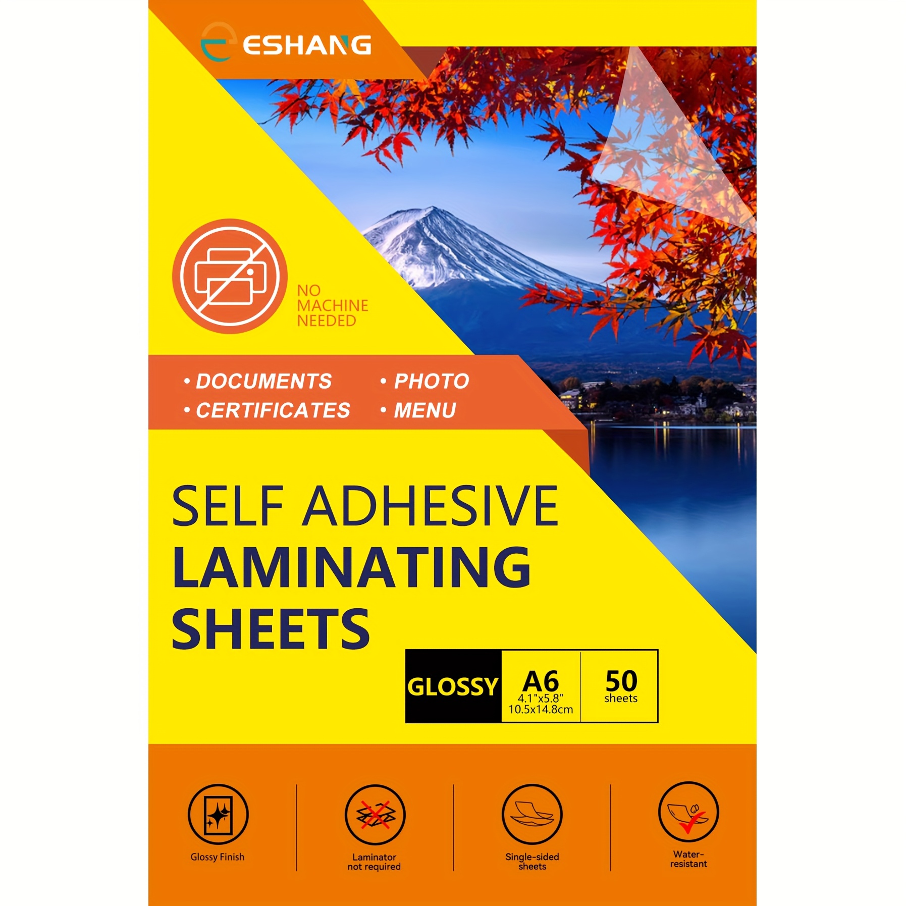 TEMU 50 Sheets Glossy Self Adhesive Laminating Sheets 4.1"x5.8" No Heat Laminate Sheets, Glossy End, Peel And Stick Lamination Paper For Photo,