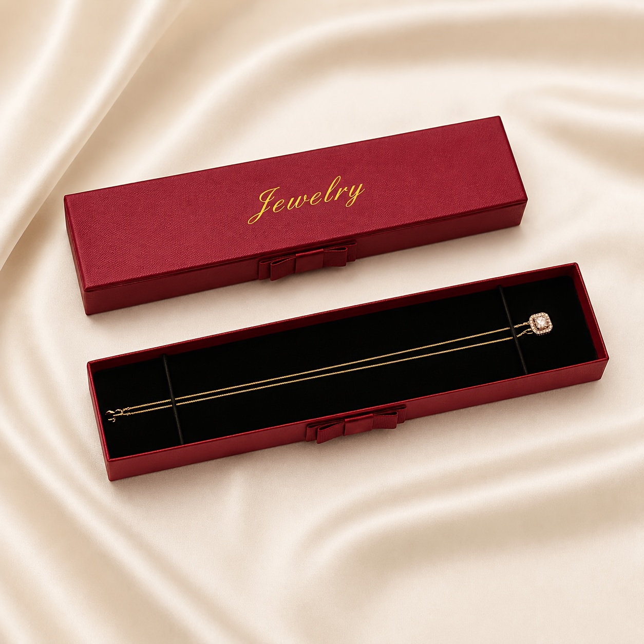 6pcs Side Bow Long Necklace Gift Boxes, Elegant Packaging