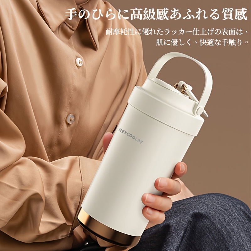 500ml＆750ml 断熱セ コーヒーカップ ストロー付き -  ドリン テンレス鋼＆セ インナーライナー、ホット/コールド飲料用防漏れ旅行マグ、オフィス・ジム・学校用再利用可能な水筒、 スデザイン、エルゴノミックリッド設計、耐久性のあるドリンクウェア 商品詳細 3