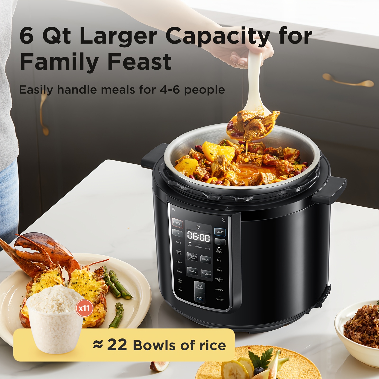 1pc Midea Electric Pressure Cooker Kitchen Appliance, Sleek , Touch Panel, Vent, Inner Pot, For Home Use Cooking Rice Soup Stew Grains, Brand, Practical Gift, Small Compact Fast Heating Easy Clean