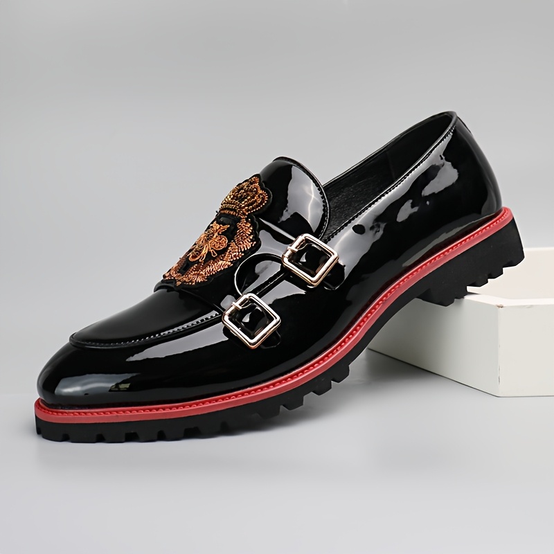 Men'S Embroidered Slip-On Loafers, British Casual Business Shoes.