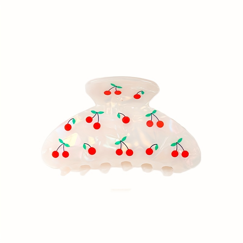 Image of 1pc Cherry Print Hair Clip, Anti Slip And Strong To Hold The Chin Hair Clip, Female Styling Accessory Hair