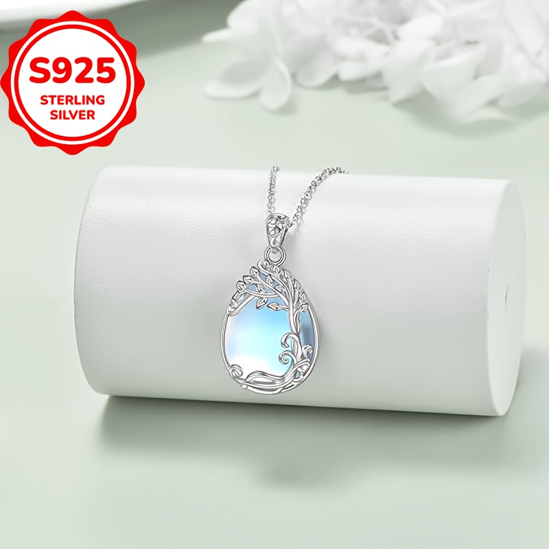 

Collier Pendentif Élégant en de Arbre de Vie, Plaqué Argent Sterling S925 avec Incrustation de Pierre , Bijoux Hypoallergéniques pour Femmes pour et Cadeaux, 4.5g