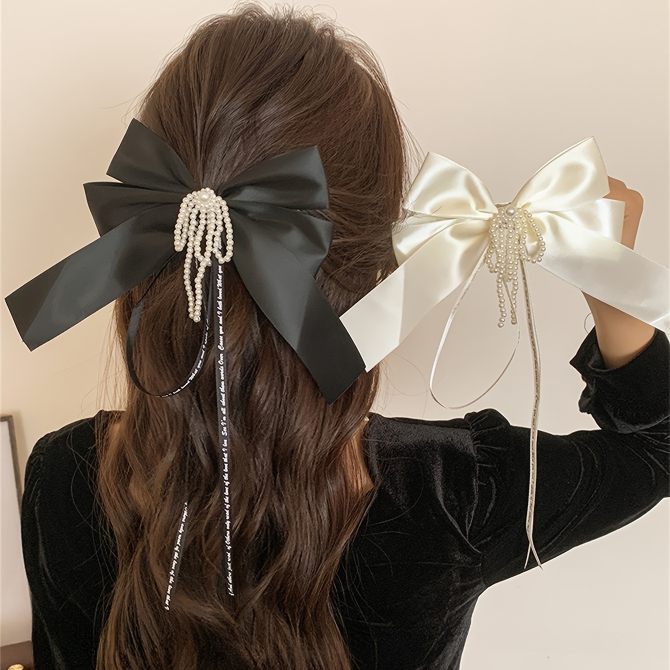  Shineweb Cinta para el pelo de lunares con lazo de tela para  mujer, accesorios para el cabello, color blanco : Belleza y Cuidado Personal