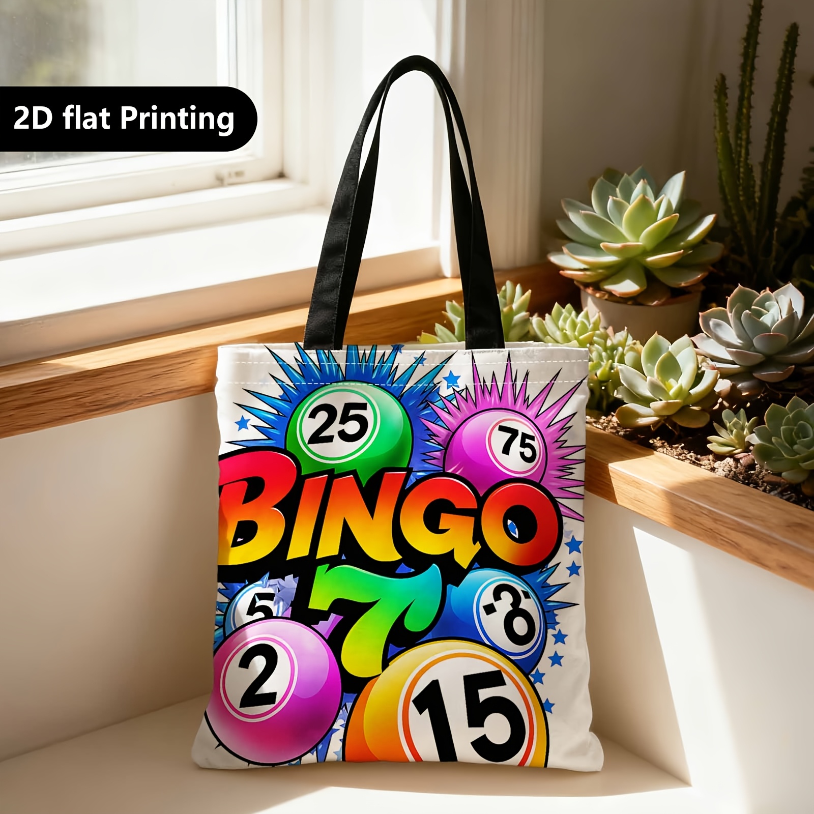 TEMU ' Bingo Print Portable Shoulder/back Bag - Numbers & , Casual Handbag Suitable For Travel,, Gifts, Everyday Use - Spacious Bag For Out (numbers Theme)