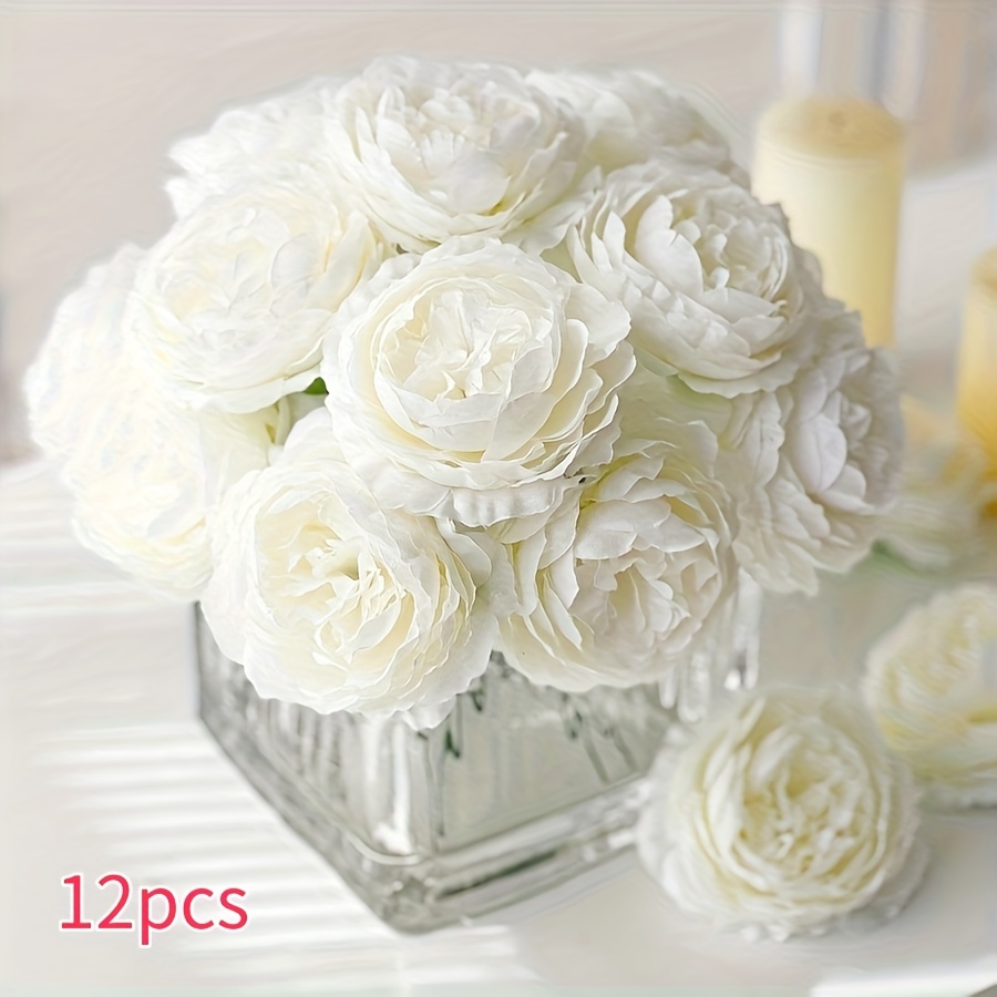 E-shop 12 Stück künstliche Pfingstrosenblütenköpfe, geeignet für Hochzeiten, Blumenarrangements, Partys, Tischdekorationen, , Braut-Haarschmuck