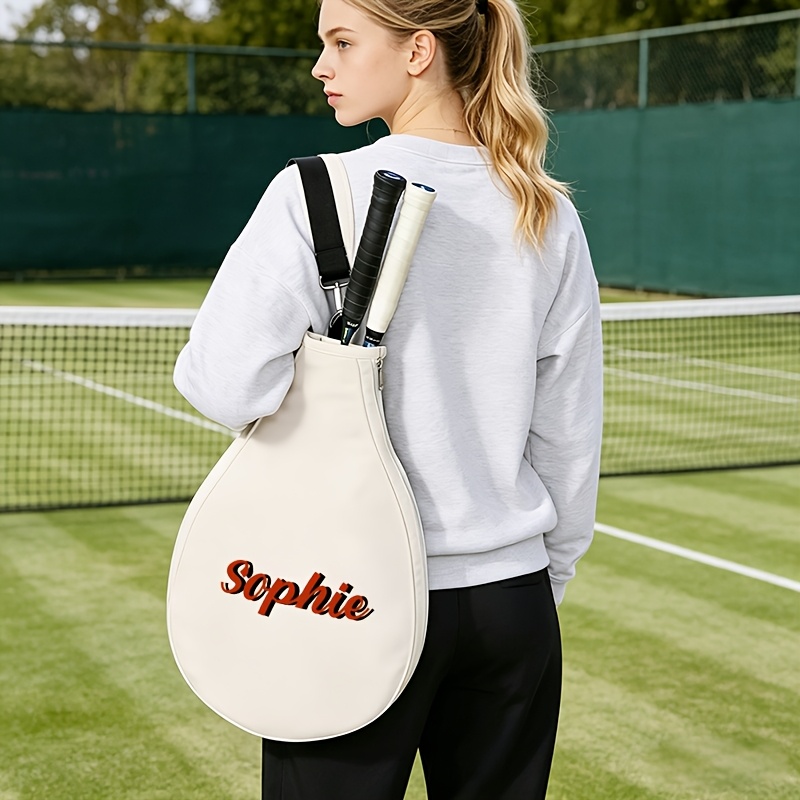item picture personalized tennis racket bag   text custom lettering suitable for tennis racket storage lightweight foldable zipper closure carrier portable shoulder bag for racket   gym travel unisex for men women