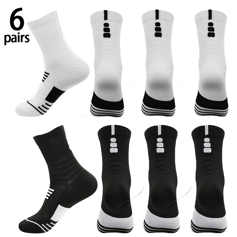 TEMU 6/12-pair Men's Spring/summer Thin Fashion Sports Socks, Anti-slip And Breathable, Same Style As Athletes', For Soccer And Basketball, Football