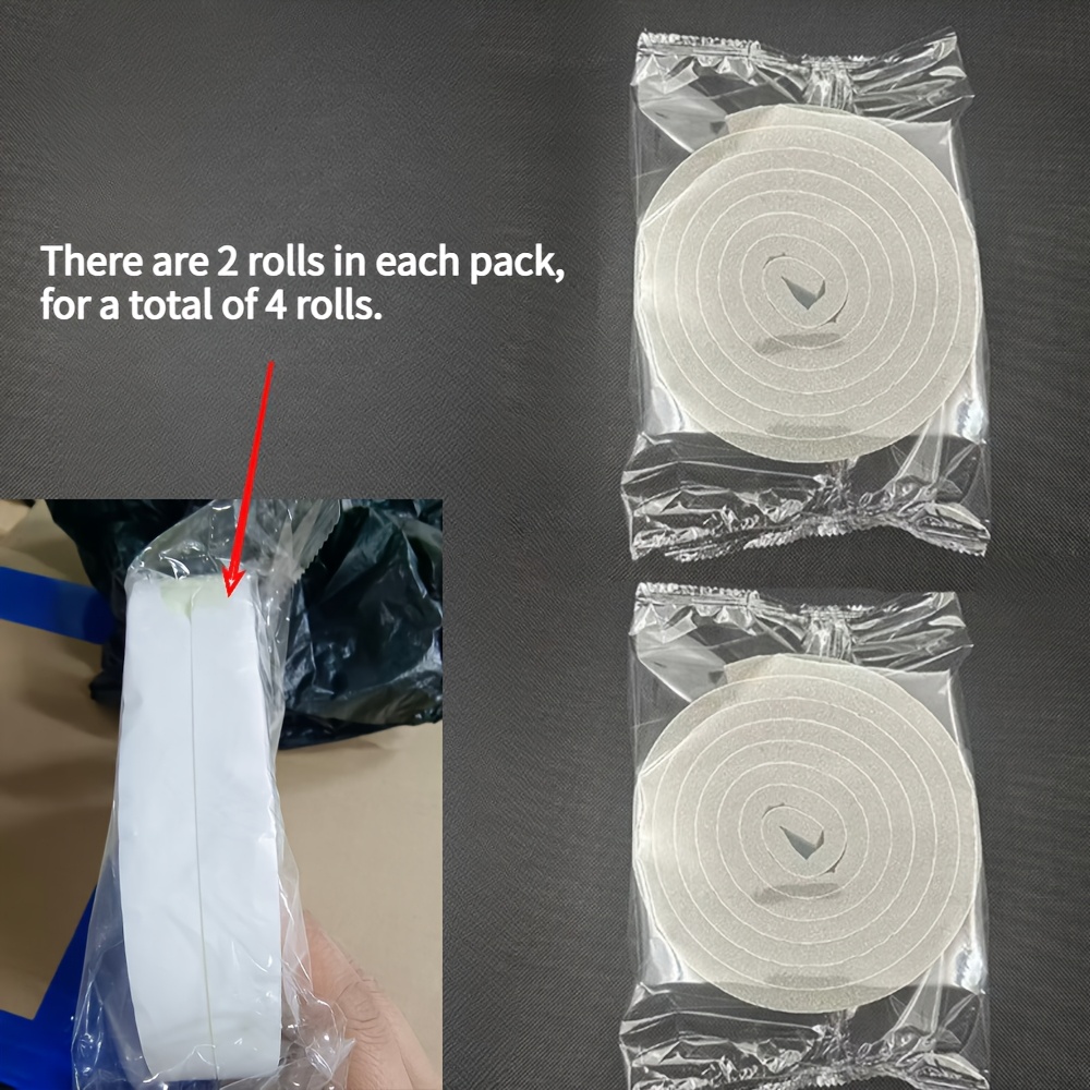 TEMU 4 Rouleaux de Bandes d'Étanchéité pour Portes et Fenêtres, Ruban Mousse Isolant Auto-Adhésif Éponge, Mousse Insonorisante pour Portes et