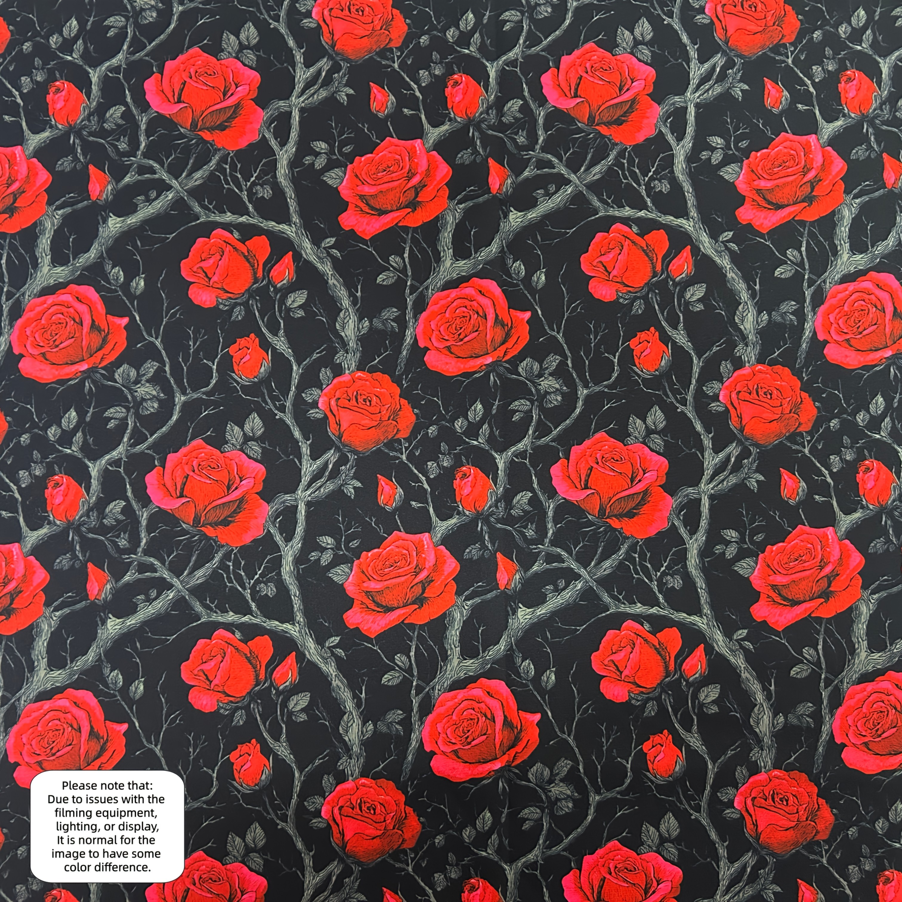TEMU 1pc, Rose-themed Printed Fabric, 1 Kind Of Fabric With Base, Printed With Roses, A Mysterious And Warm Atmosphere Another With A Dark Base,
