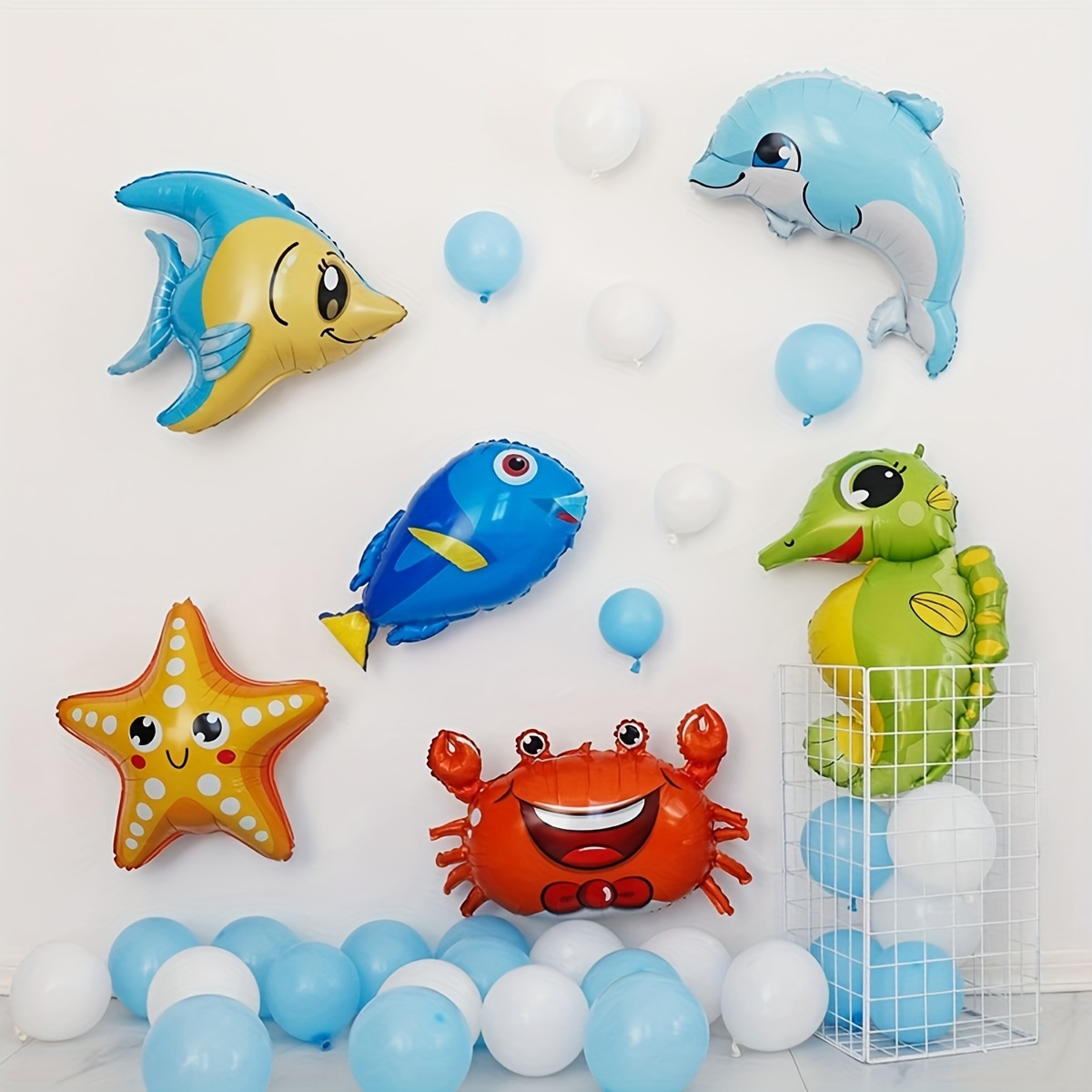 5pcs, Cute Sea Animal Foil Balloons (random), Ocean Theme Party Decoration  Balloons, Birthday Party Decor, Carnival Decor, Holiday Decor, Home Decor