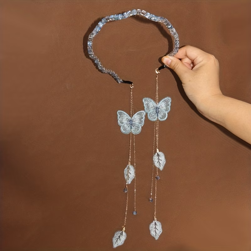 1pc romantic women tassel headband high quality embroidered leaf pendant hair band hair accessories luxury party headwear best birthday gift t2248 Product details 5