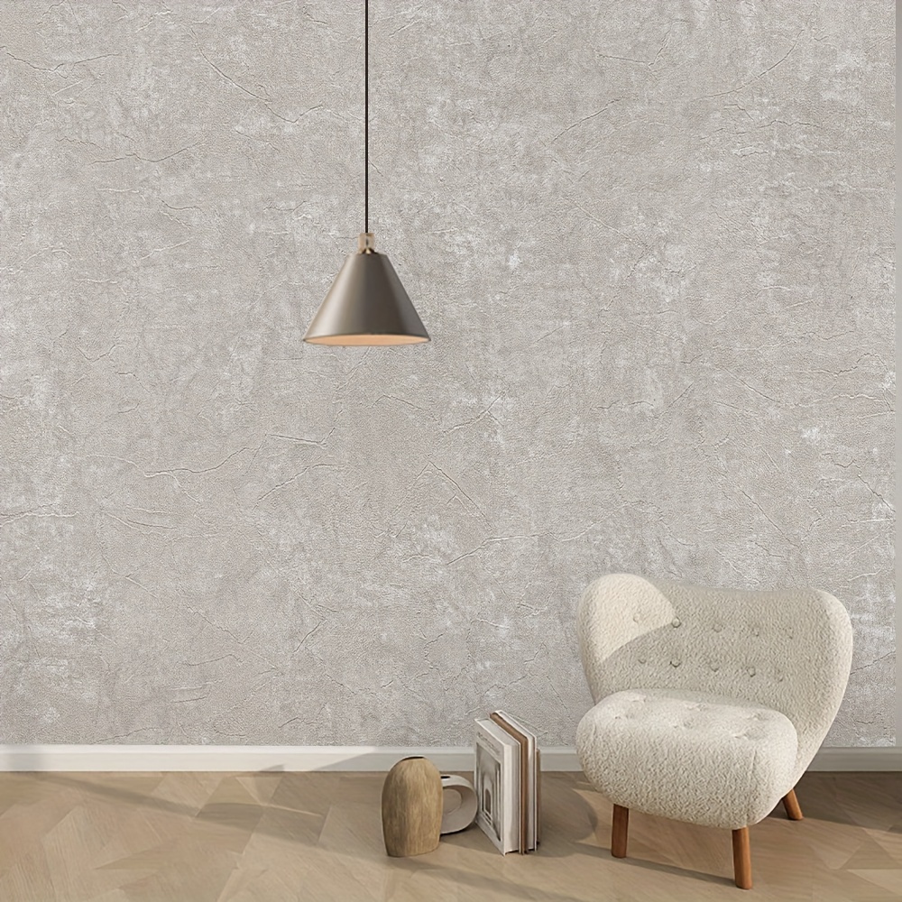 

Vinyl Brick Stone & Wood Style Wallpaper, 40cm X 200cm, Grey Concrete Matte Texture Peel And Stick Wallpaper, Self-adhesive And Removable, Easy Installation With Straight Match Pattern