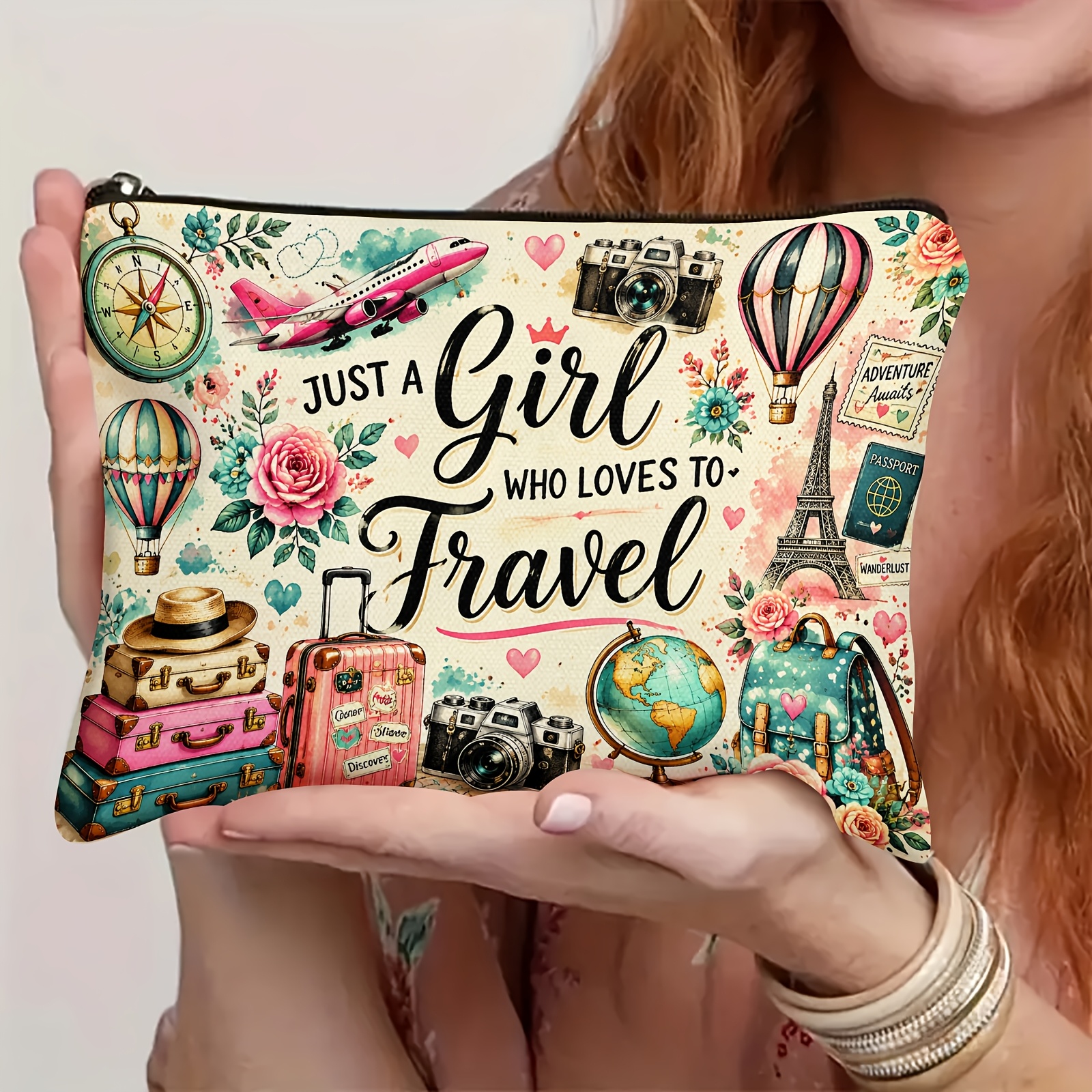 TEMU 1pc, This " Who To Travel" Makeup Bag Is Perfect For Storing Cosmetics, Toiletries, And Daily Essentials. Ideal For Travel, It Features A Zipper