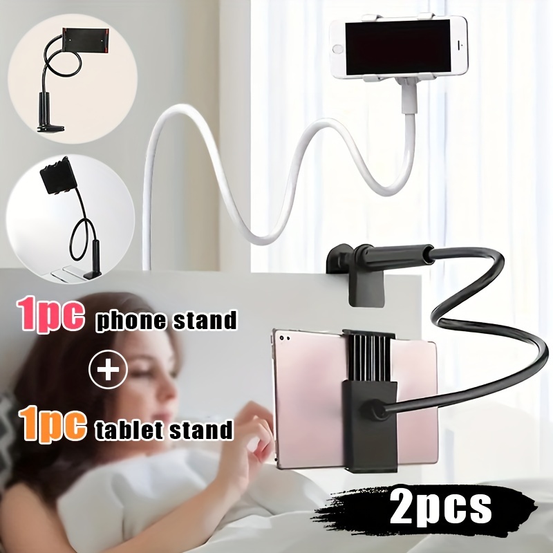 

2 Pack Gooseneck Phone Holder For Bed -cell Phone Stand For Desk, Flexible Leather Wrapped Arm, 360 Adjustable , Mobile Phone Stand, Lazy Bracket, Flexible Long Clip Mount