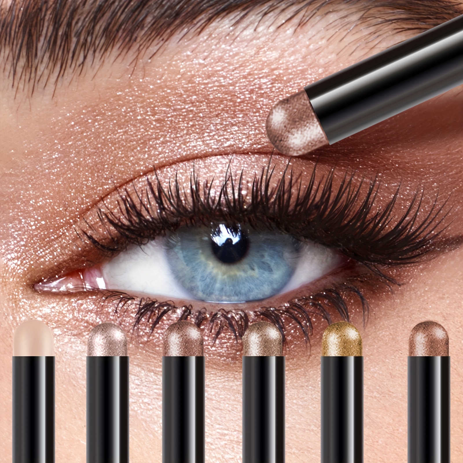 create your eye makeup 6 color eyeshadow highlighter pen creamy glitter eyeliner stick brightening and contouring set of 6 different colors smooth texture waterproof and sweatproof suitable for commuting parties dance festivals etc   up makeup pencil