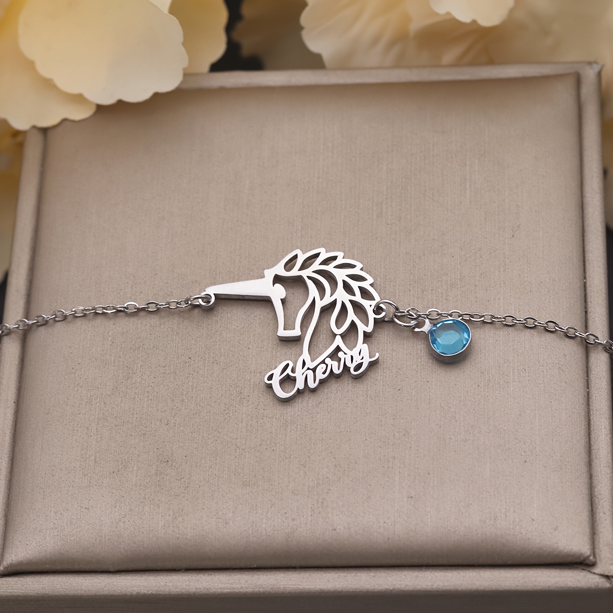 Personalized Unicorn Stainless Steel Bracelet, Birthday Gift