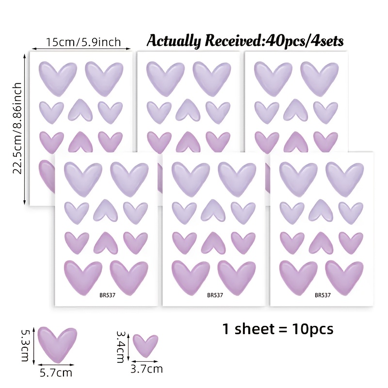 20pcs/40pcs Modern Cartoon Heart Wall Stickers - Self-adhesive, Removable, Decor For Bedroom & Living Room, Plastic Material, Easy Application On Wood Surfaces