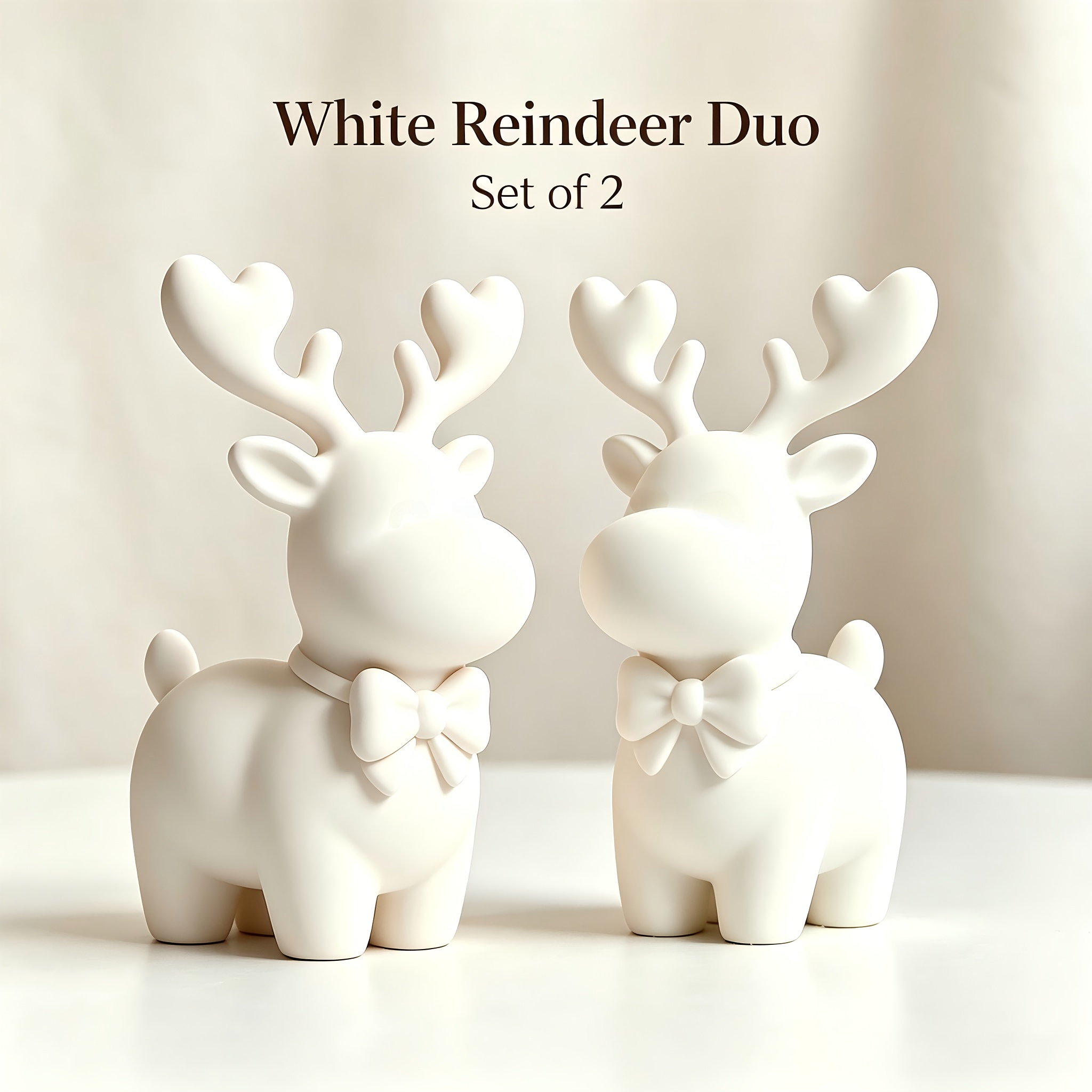 TEMU 2pcs Antler Reindeer Figurine Set, Matte Petg Mini Deer Statue, Christmas Tabletop Ornament, Decor & Xmas Gift