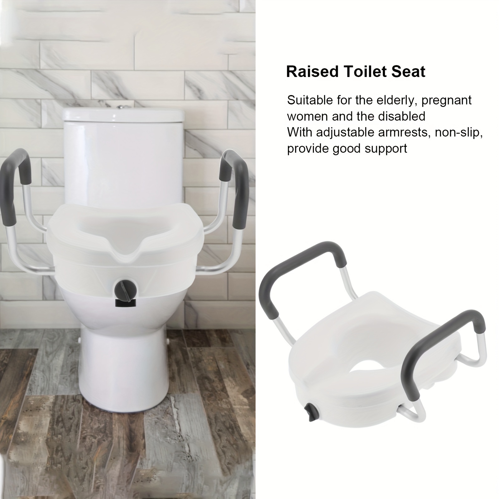 

Raised Toilet Seat With Handles, Toilet Seat Riser For Elderly, Disabled Toilet Seat Riser, Elevated Toilet Seat With Nonslip Adjustable Armrest