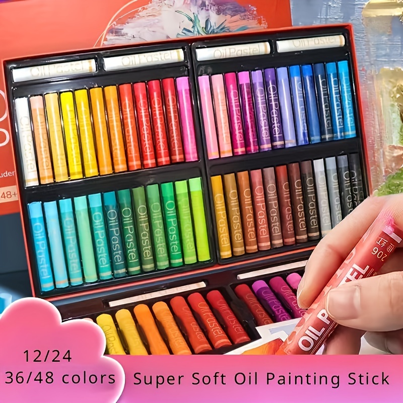 

Premium Oil Pastels Set - Non-toxic, Round Sticks For Artists & Hobbyists, 12/24/36/48 Vibrant Colors, Rainbow Theme