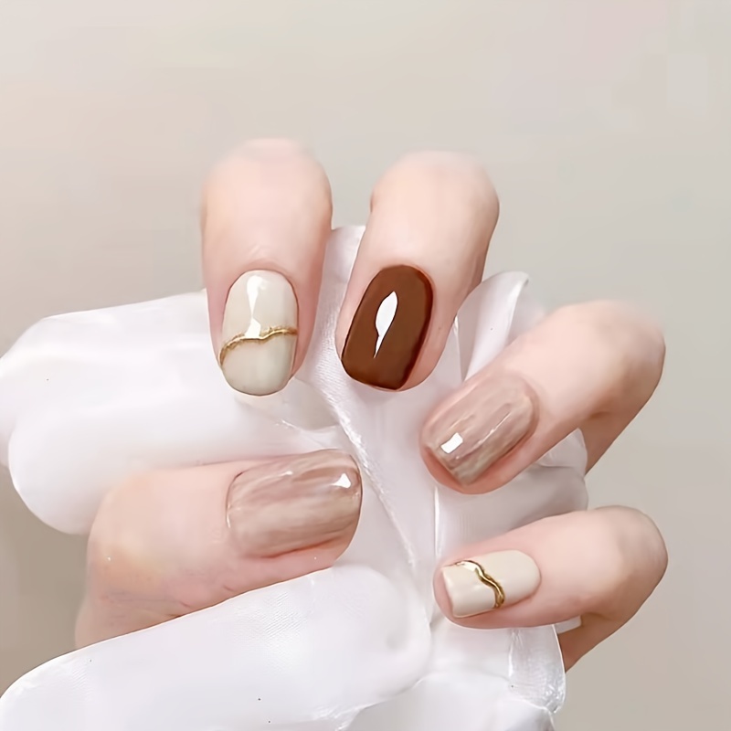 

Removable Nude Ombre Nail Stickers With Wearable Armor, Gentle Nail Art Short Nail Sheets