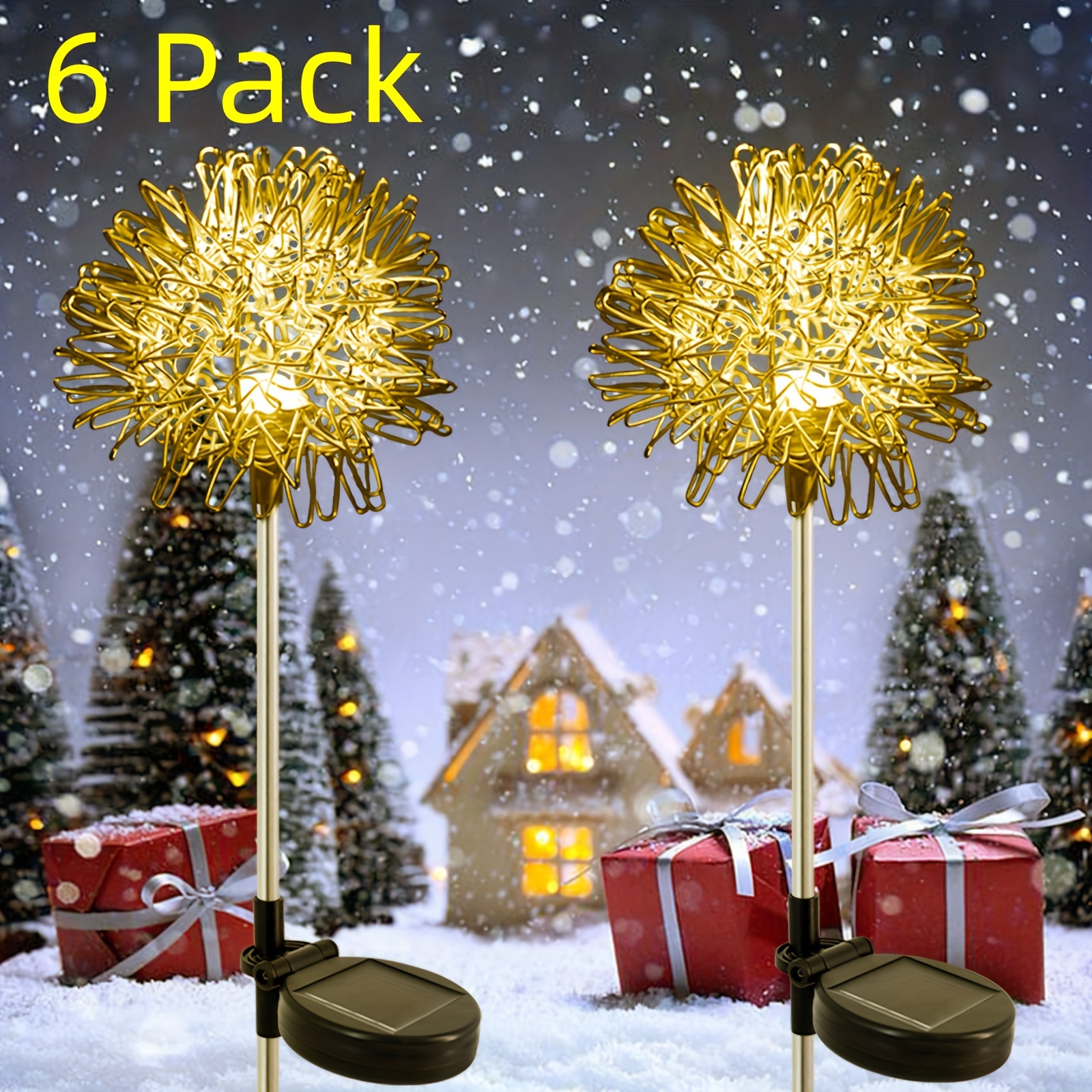 

6pcs Outdoor Solar Dandelion Aluminum Ball Garden Lights, Led Landscape Lamp, No Wiring, , For Yard, Path, Patio, Flowerbed, Camping, Parties, Christmas Gift Decorative