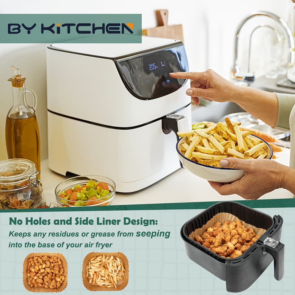 300 sheets air fryer baking paper - unbleached &   parchment with   edges, indented center for   cooking | compatible with ovens & air fryers | safe for frying, baking roasting, grilling | individually wrapped for   | disposable sheets | made from plastic material | ideal for holidays & everyday use |   air fryer-specific cooking, air fryer liners non stick, air fryer  , air fryer liner xl, grilling liner, Product details 3