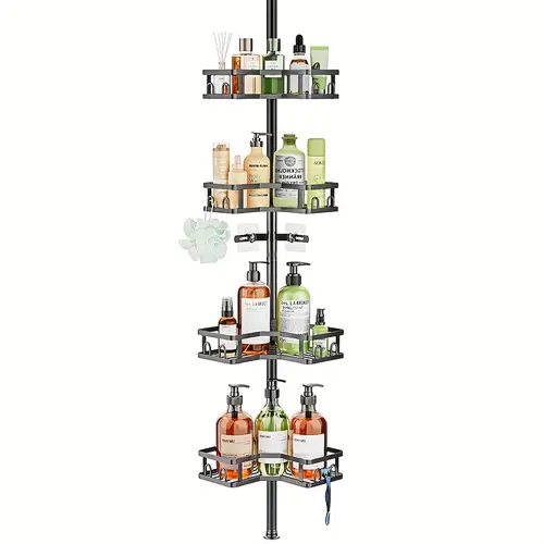 corner shower caddy tension pole 4 tier adjustable shower organizer corner 62 115 inch bathroom corner shower shelves for bathtub storage
