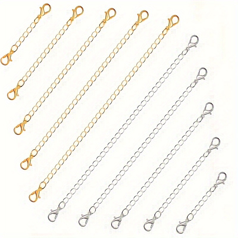 

10-pack Elegant Jewelry Extender Chains Set For Necklace, Bracelet & Anklet, Assorted Lengths, Golden & Silvery Tone With Double Lobster Clasp, Unisex, Easy To Wear