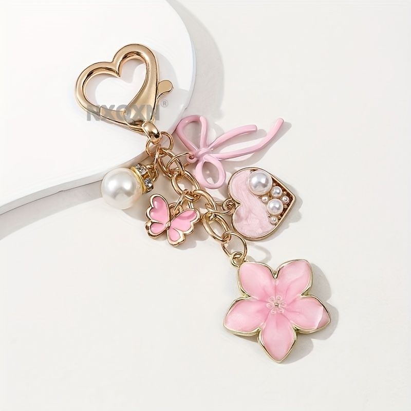 TEMU 1 pièce Joli Porte-clés Émaillé Fleur et Papillon pour Ami, Bijou