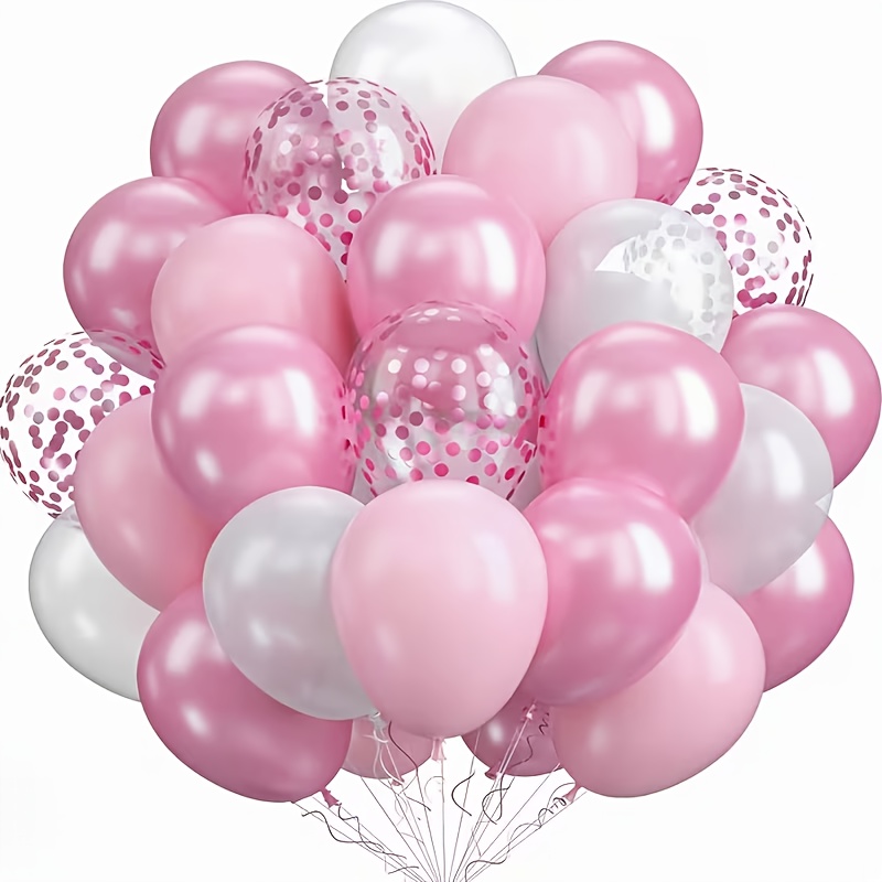 party balloons 46pcs pearl   white balloons set   12 inch pink confetti latex balloons for birthday party decorations wedding bridal shower engagement anniversary mothers day graduation party festival decor indoor outdoor decoration