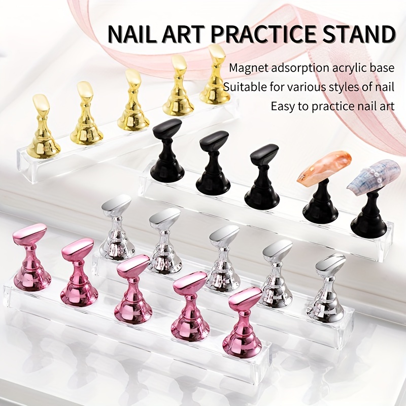 

Festive Nail Art Practice Stand: Magnetic Acrylic Base For Various Nail Styles - Perfect For Holiday Nail Art