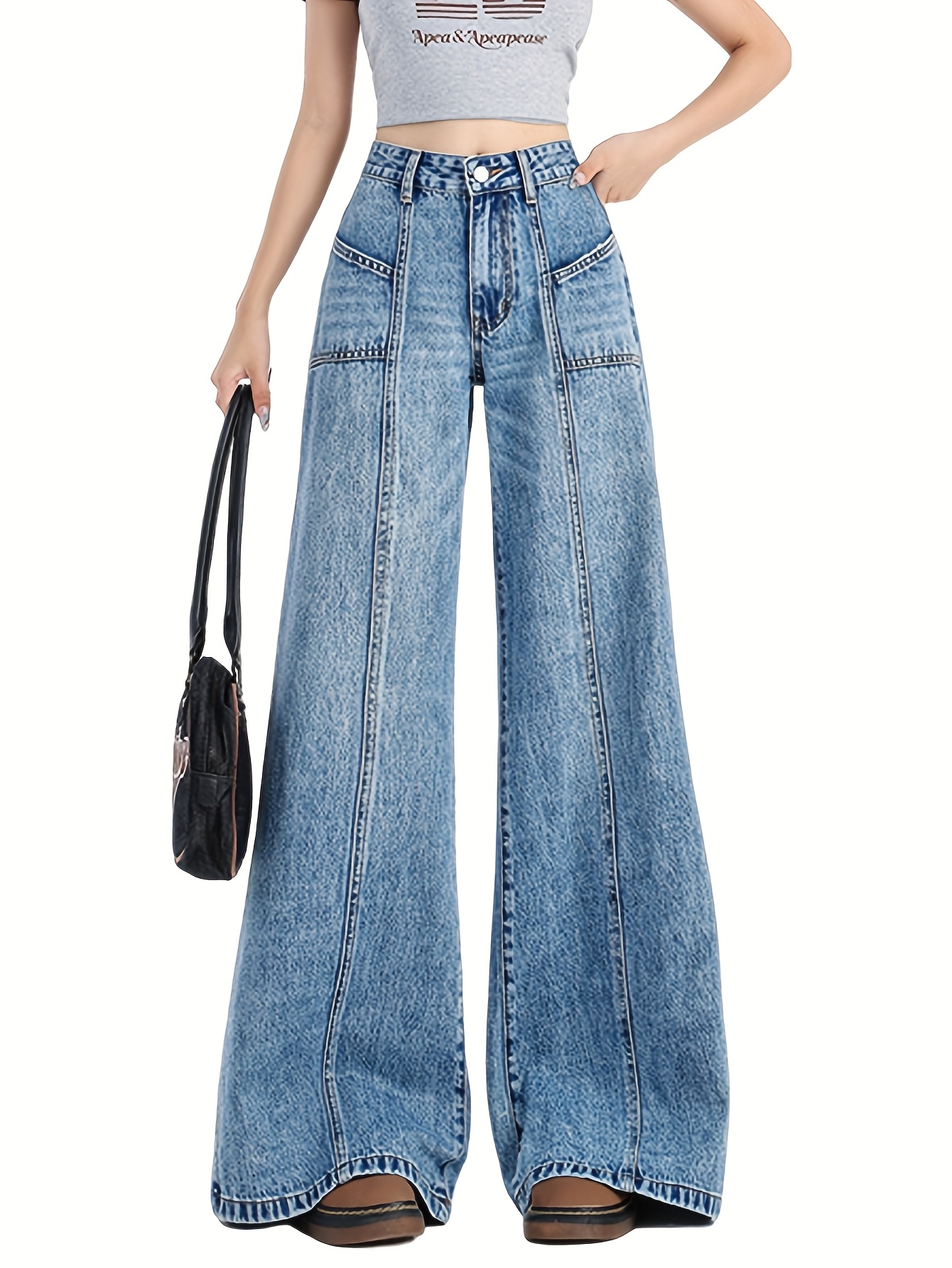 y2k aesthetic 2025 women's high waist vintage wide leg jeans 90s