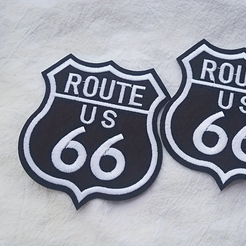 

Route 66 Embroidered Patches - 2-pack, Iron-on/sew-on Appliqués, Premium Quality For Clothing And Accessories