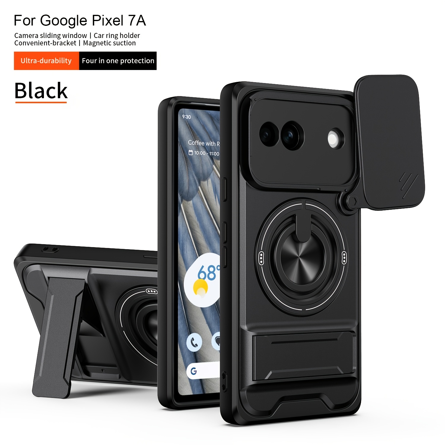 TEMU Phone Case: Cool Sliding Lens Cover Ring Stand Phone Case, Suitable For Google Pixel 6, Pixel 7, Pixel 8, Pixel 9, Pixel 10, Pixel 10 Pro, Pixel