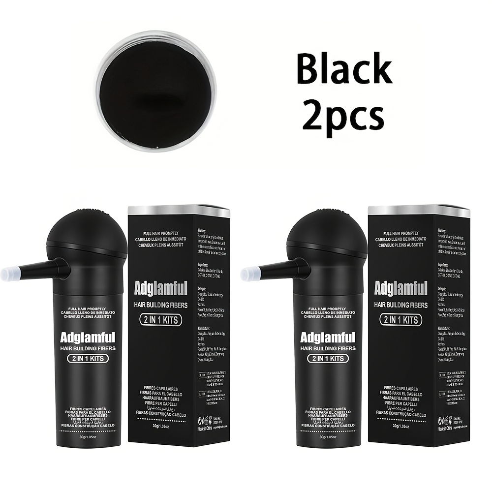 Adglamful 2pcs 30g -one Fiber Powder Set, Long-lasting Styling, Hairline Coverage, Unisex, For Parties, Business Trips, Important Meetings, Christmas