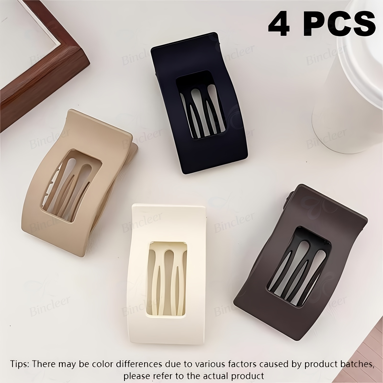 TEMU 4pcs Large Matte Hair Claw Clips Minimalist, Solid Additions For Women; Strong, Non-slip Grip For Autumn Winter; Suitable For , Casual , And