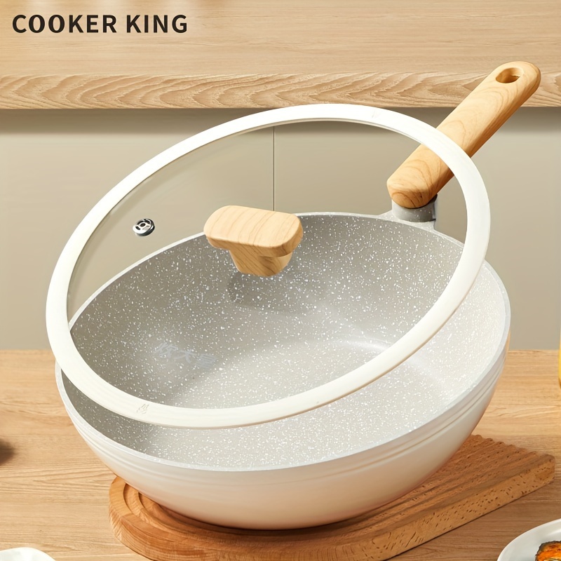 

1pc Poêle Wok Antiadhésive, 11.8 Pouces/30 Cm, avec Couvercle en Verre, Non-Toxique, Poignée Résistante à la Chaleur, à l'Induction, Compatible avec Toutes les Plaques de Cuisine pour Restaurant