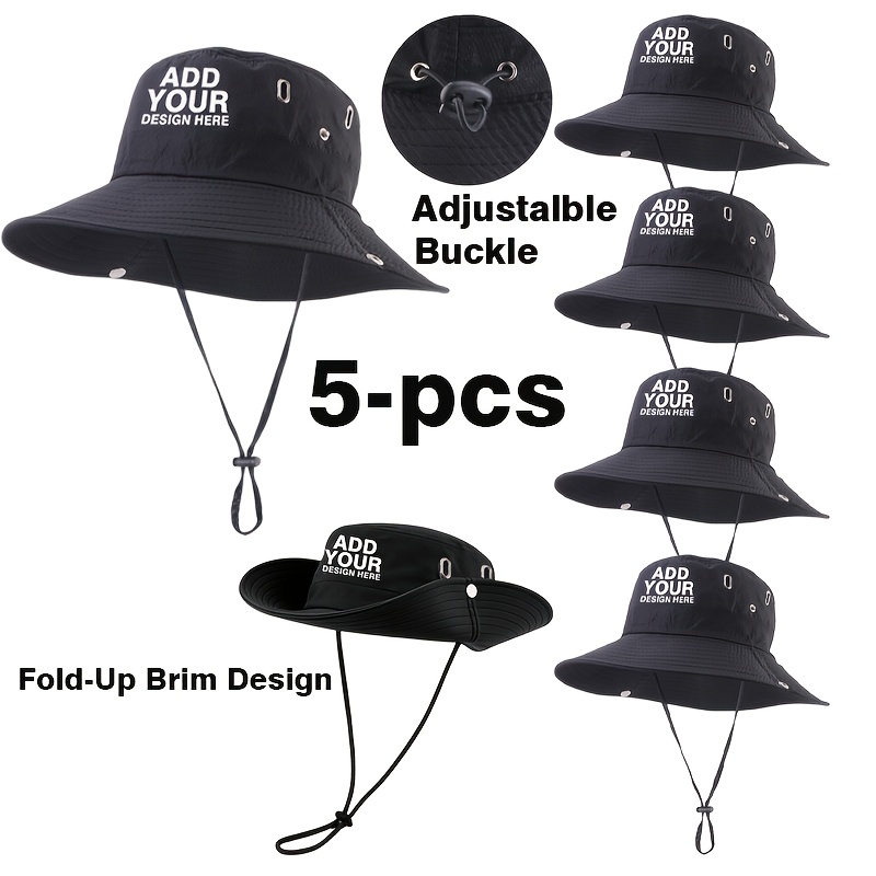TEMU 5-pack Custom Sun Hats, Wide Brim Bucket Hat, Fishing Hat, Beach Hat, Hiking Cap, Summer Outdoor Headwear, Western/cowgirl, Lightweight And