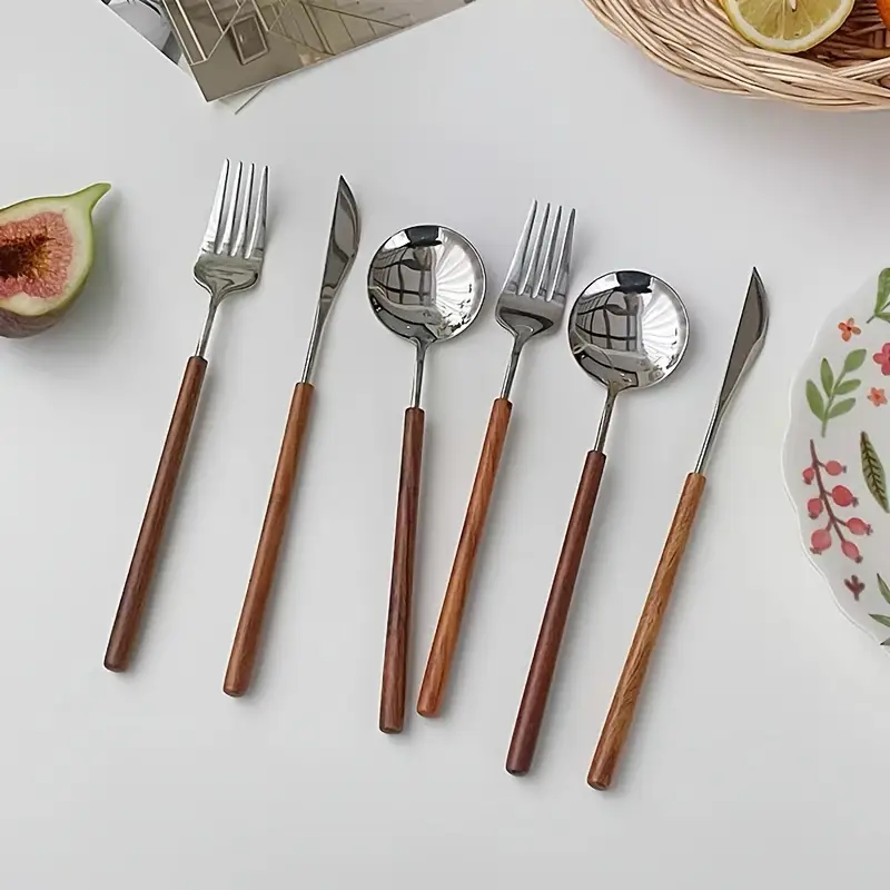 6pcs 304 stainless steel western cutlery high quality knife fork and spoon set suitable for home festive parties and hotels Product details 2