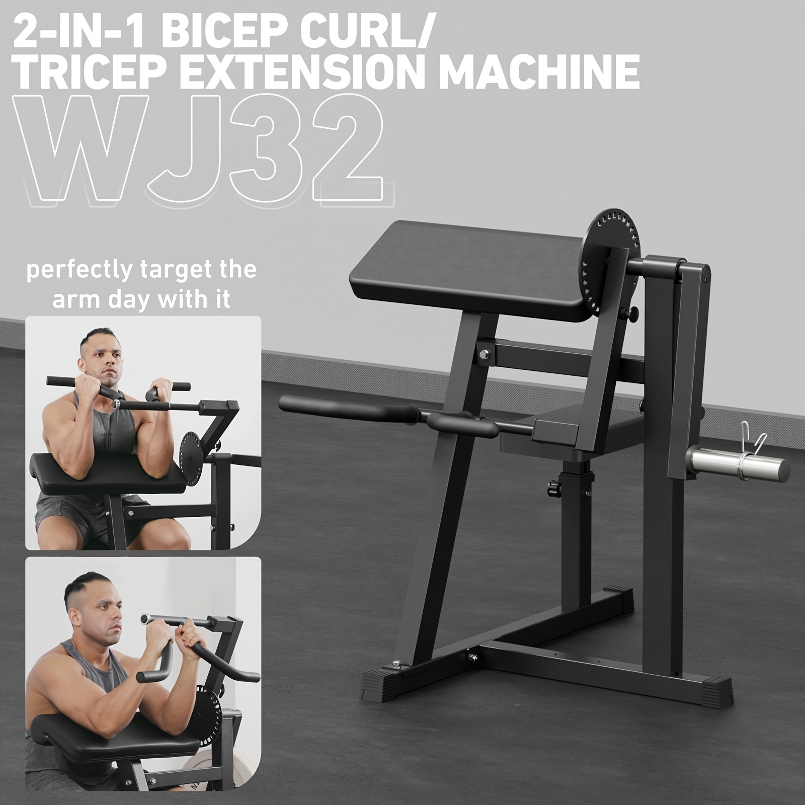 Tricep Workout Equipment Preacher Curl Bench, Plate Loaded Bicep